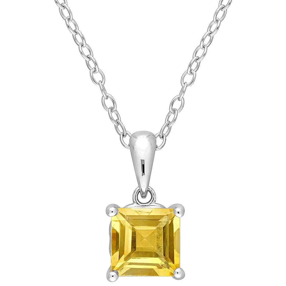 Stella Grace Sterling Silver & Gemstone Stud Pendant Necklace, Womens Citrine Product Image