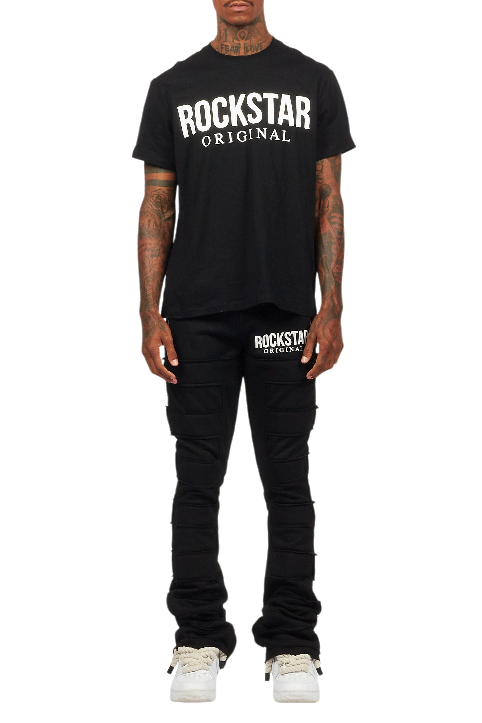 Emilio Black T-Shirt/Stacked Flare Track Set Male Product Image