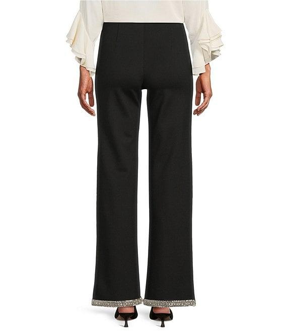 Slim Factor by Investments Ponte Knit No Waist Wide Leg Beaded Hem Pants Product Image