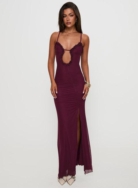 Soulina Ruched Maxi Dress Purple Product Image