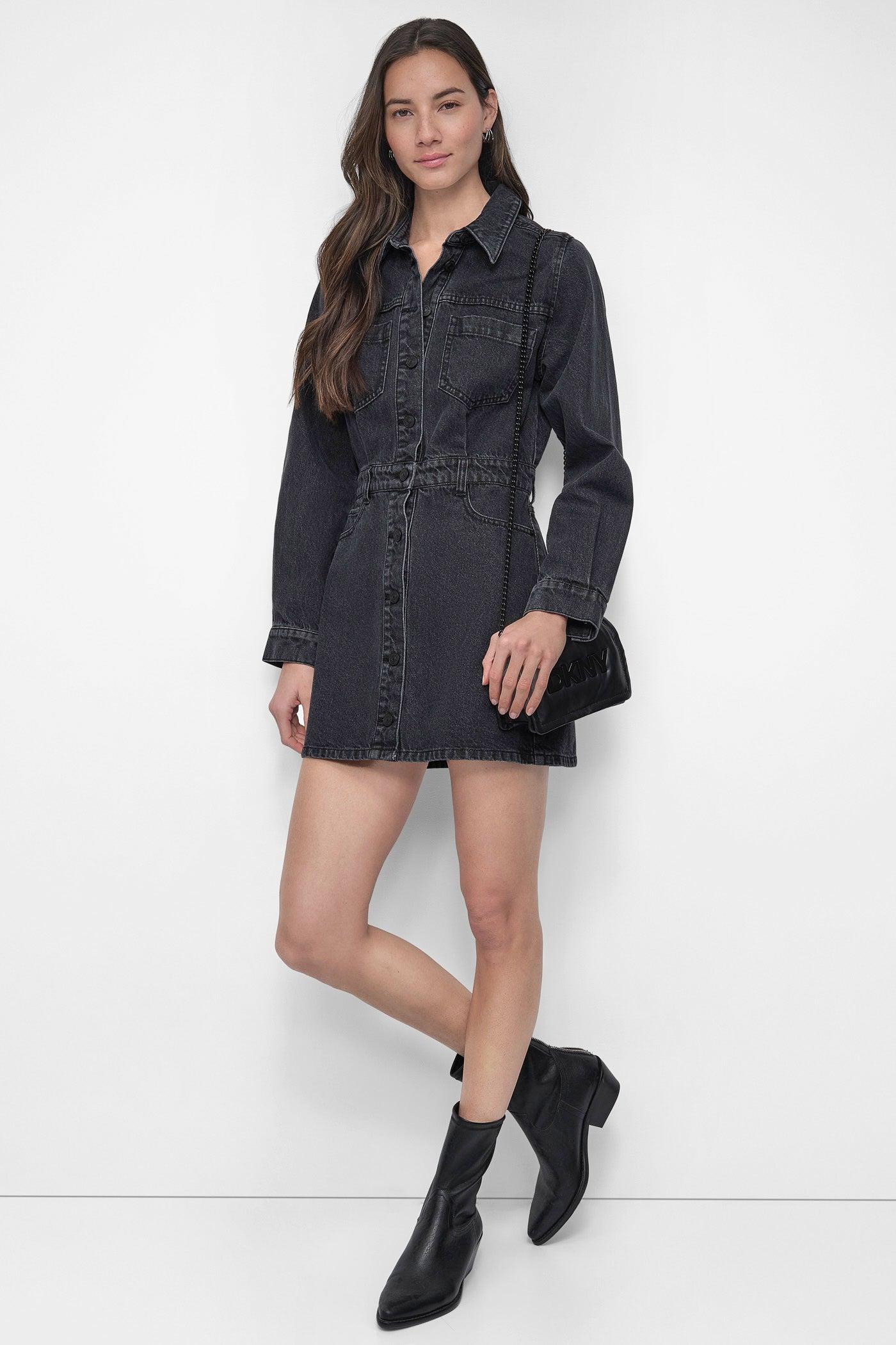 DENIM MINI SHIRT DRESS Product Image