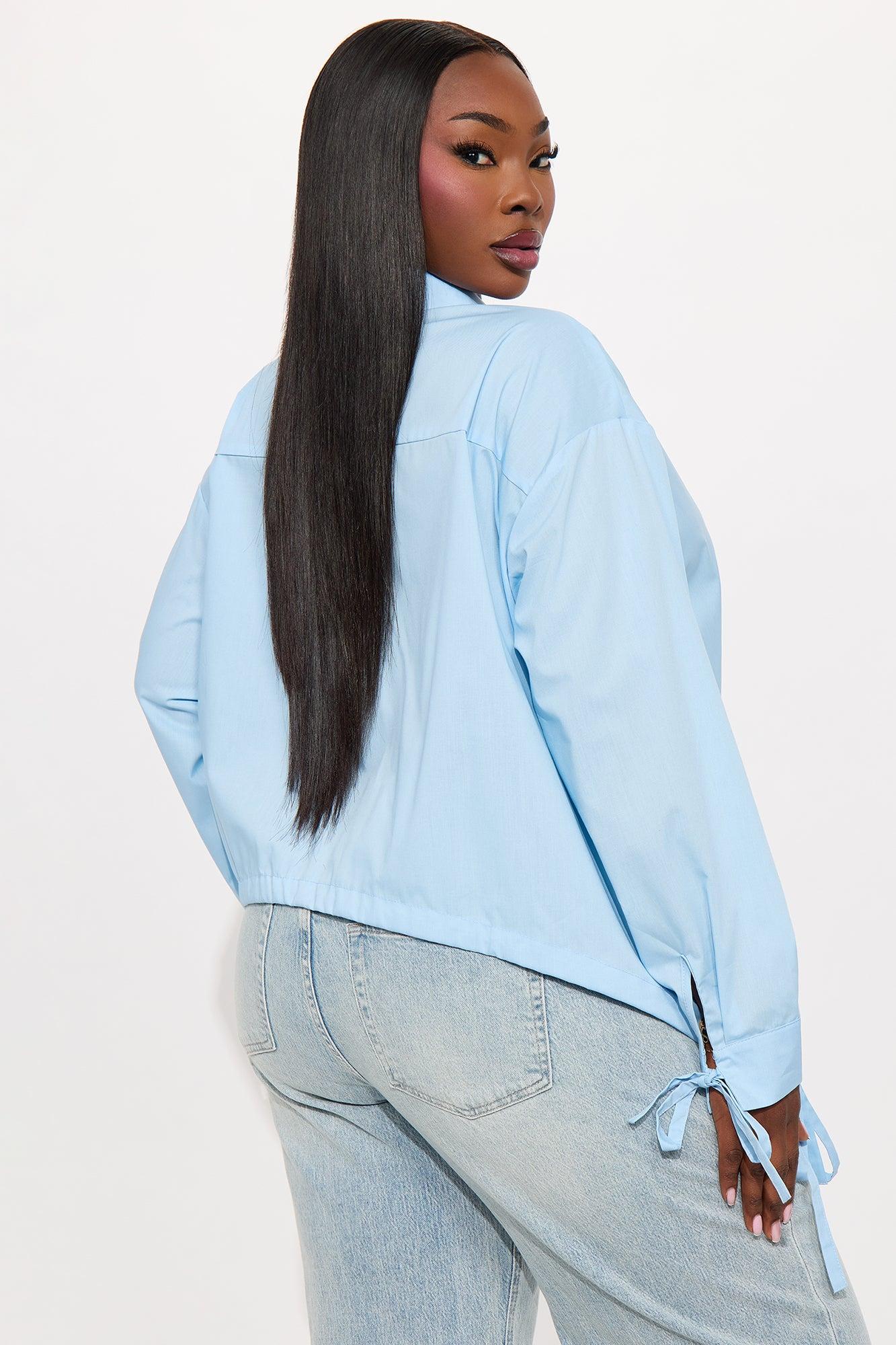 Perfect Illusion Poplin Shirt - Blue Female Product Image