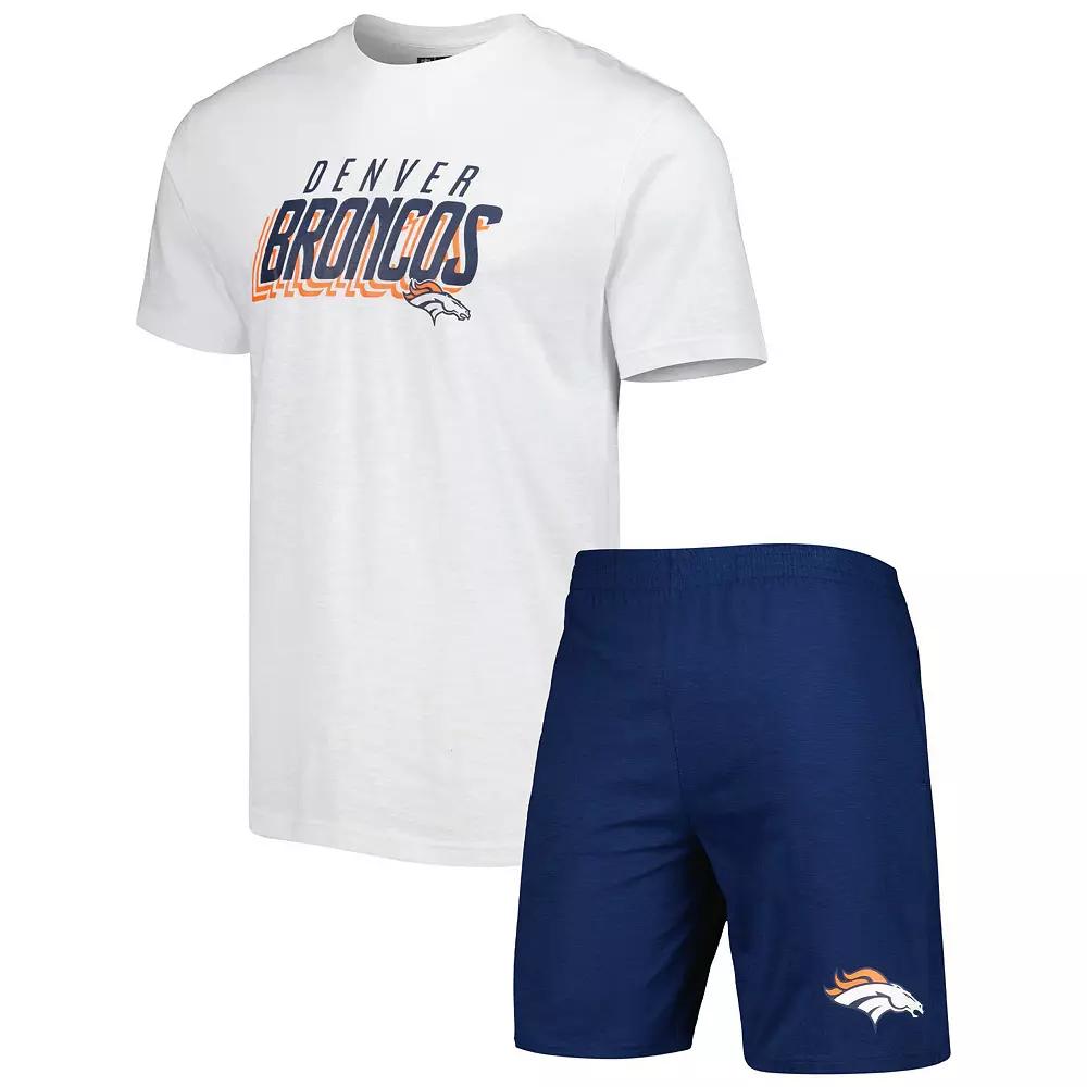 Men's Concepts Sport Navy/White Denver Broncos Downfield T-Shirt & Shorts Sleep Set,  Product Image