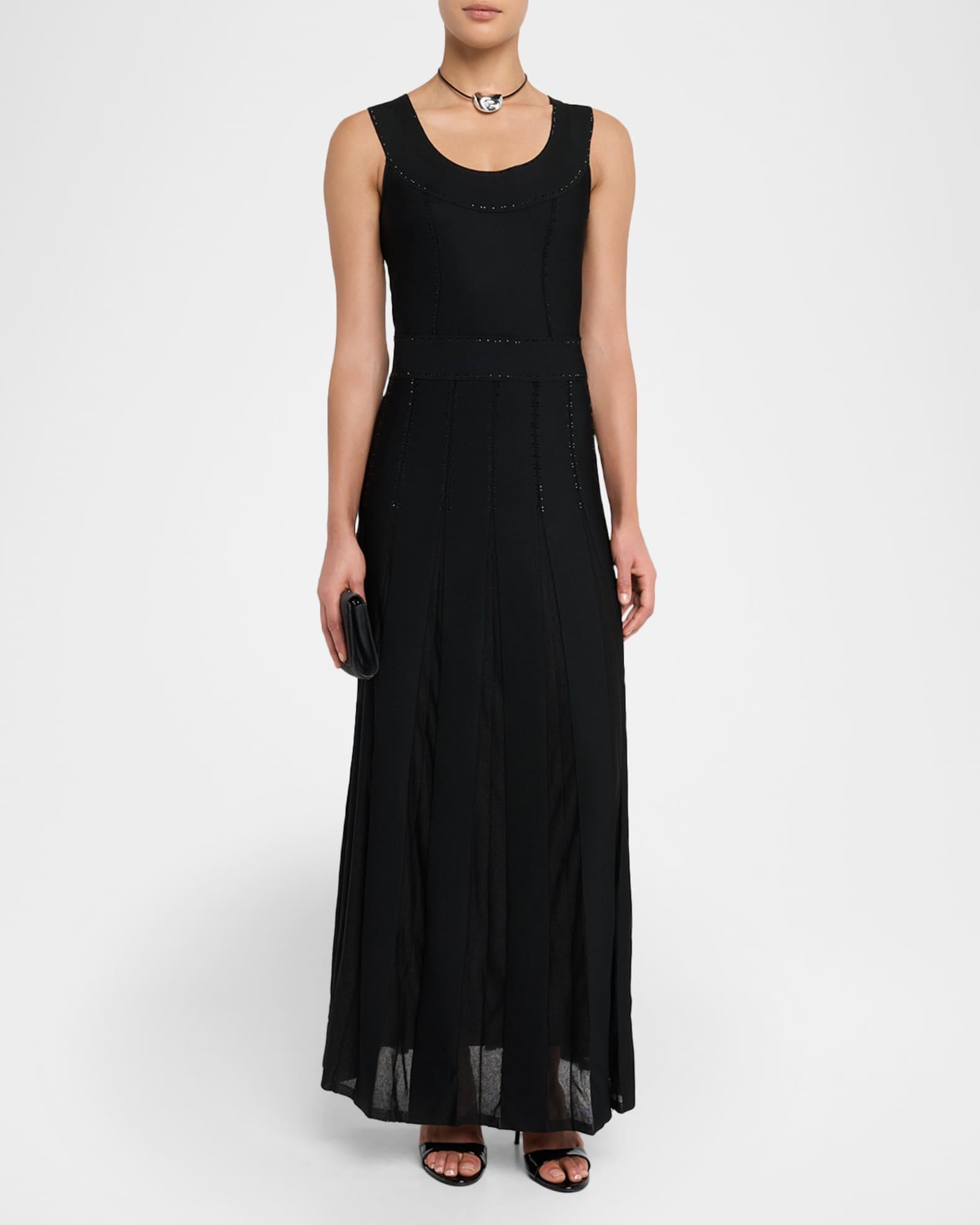 Embellished Pique Knit Flare Gown Product Image