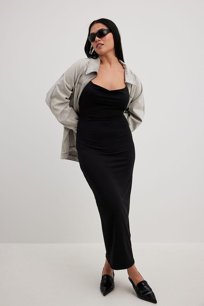 Cowl Neck Maxi Dress Black Product Image