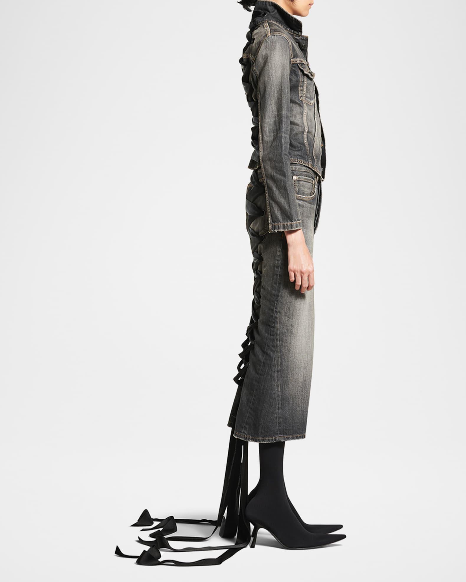 Lace-Up Denim Jacket Product Image