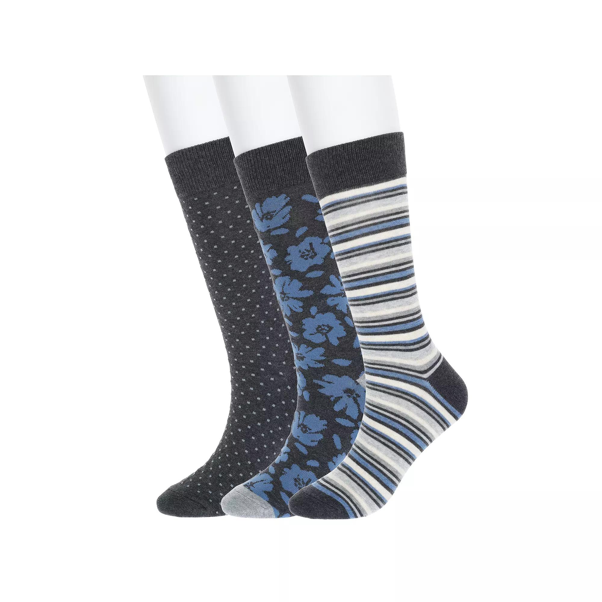 Men's Sonoma Goods For Life® 3-pack Patterned Dress Socks, Blue Grey Floral Product Image