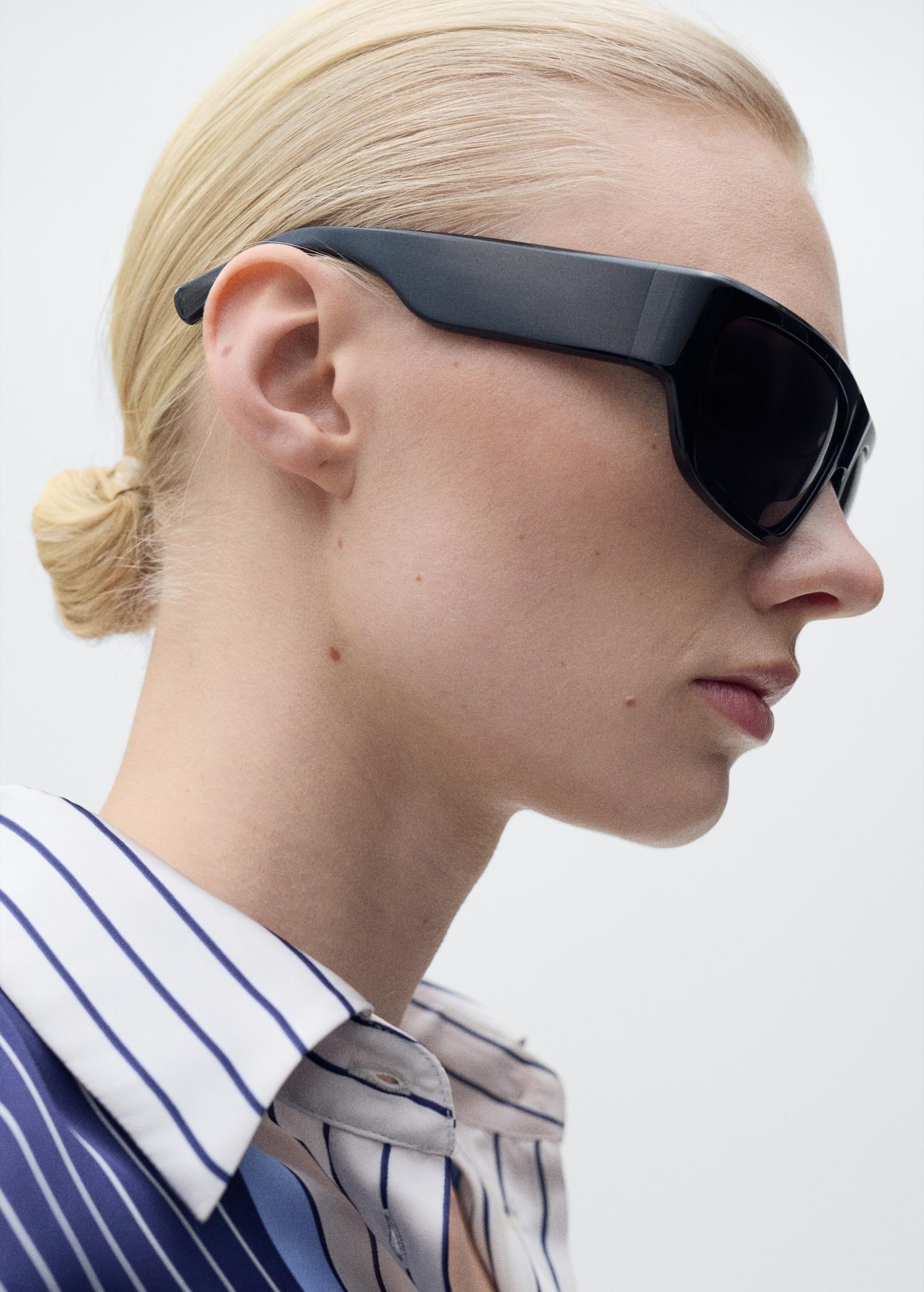 Satin shirt with combined stripes - Women | MANGO USA Product Image