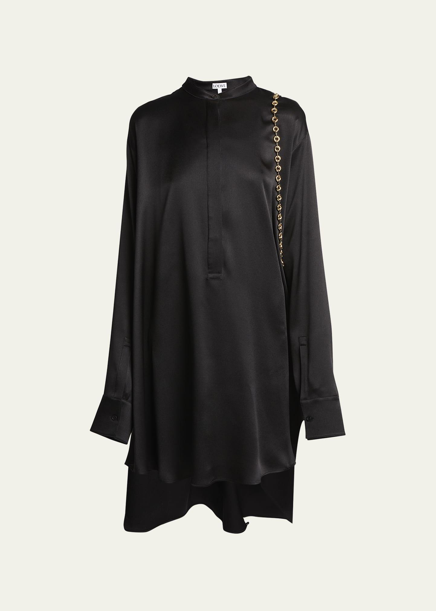 Silk Shirtdress with Chain Drape Detail Product Image