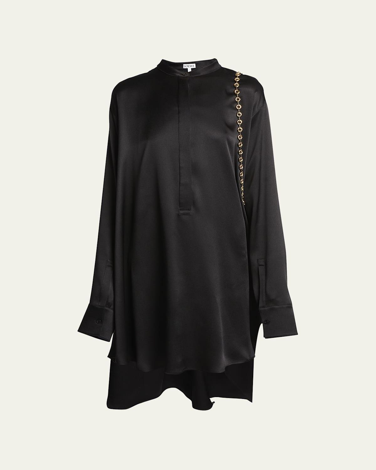 Silk Shirtdress with Chain Drape Detail Product Image