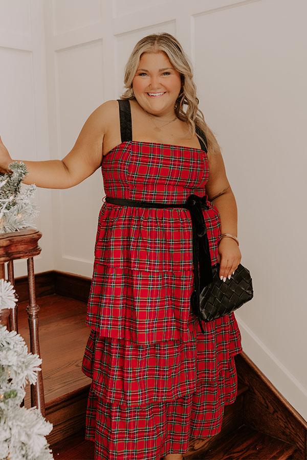 Holiday Harmony Plaid Tiered Midi Curves Product Image