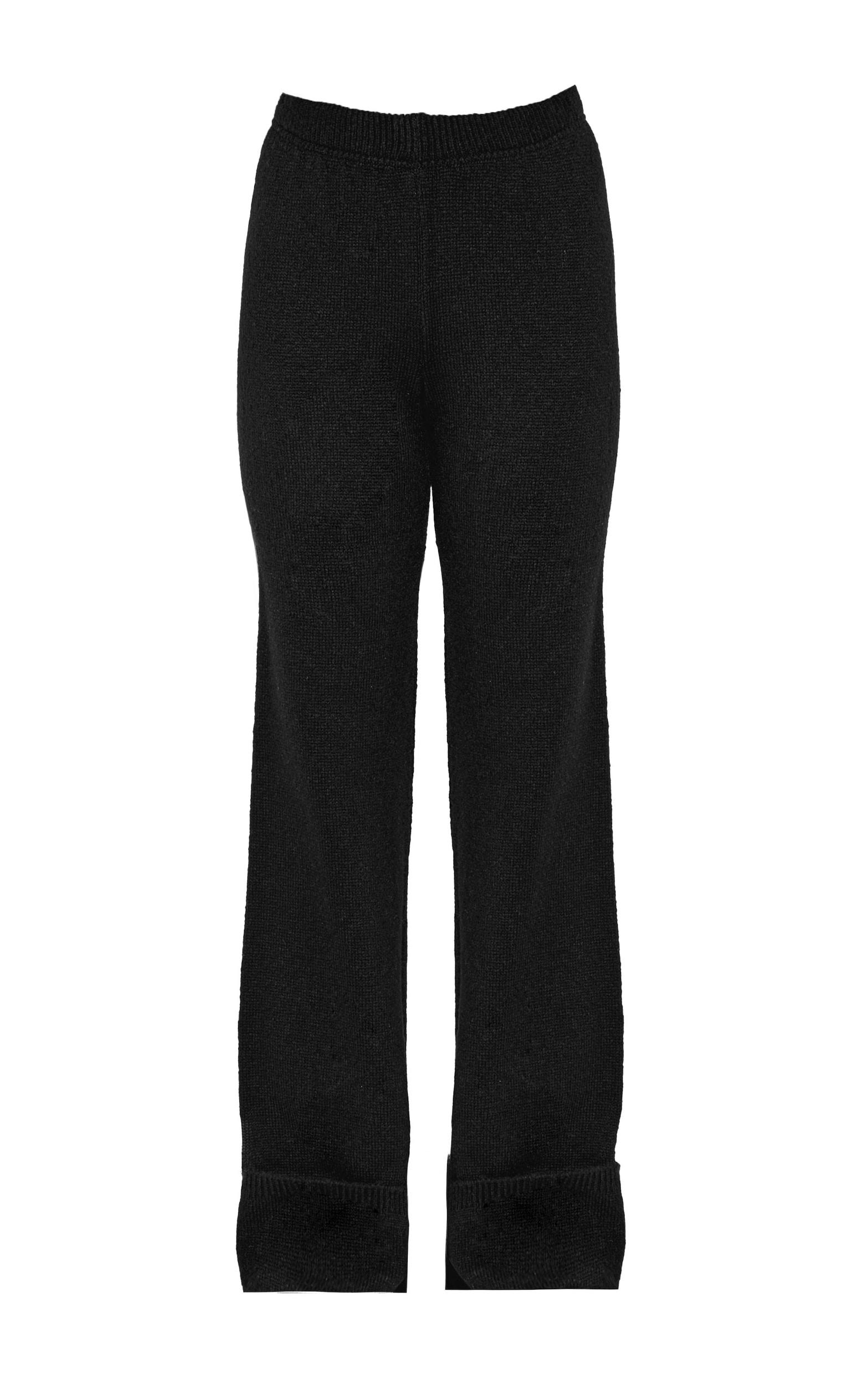 Black Turn Up Hem Knit Pants Product Image