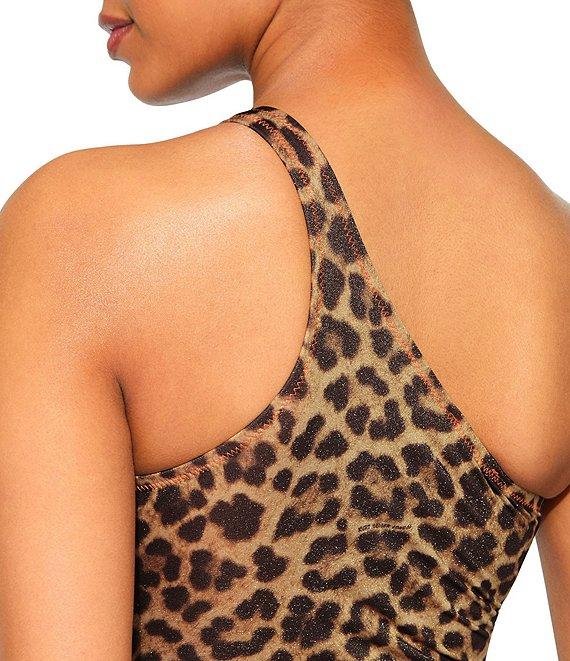 Kurt Geiger London Kensington Animal Print Asymmetrical Neck One Piece Swimsuit Product Image