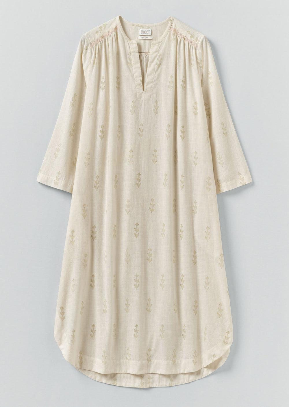 Etched Sprig Print Kaftan | Ecru/Citrine Product Image