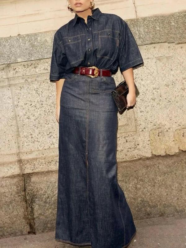 Column No Belt Solid Color Zipper Skirts Bottoms Product Image