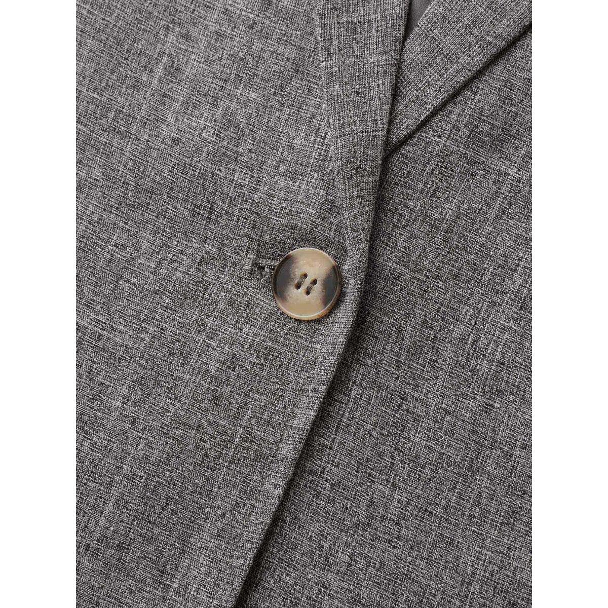 Plus Size Waist-Defining Panels Pockets Solid Blazer Black Women Office Gathered Sleeve Three Quarter Length Sleeve Suit Collar 22-24/3X Slanted pocket Office Blazers BloomChic Product Image