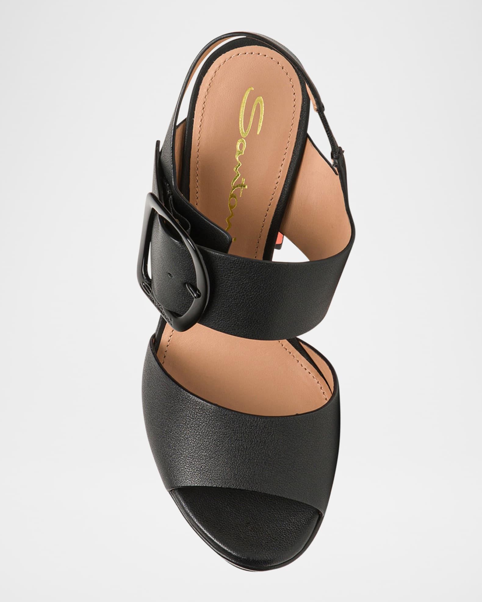 Bruxel Leather Buckle Platform Sandals Product Image