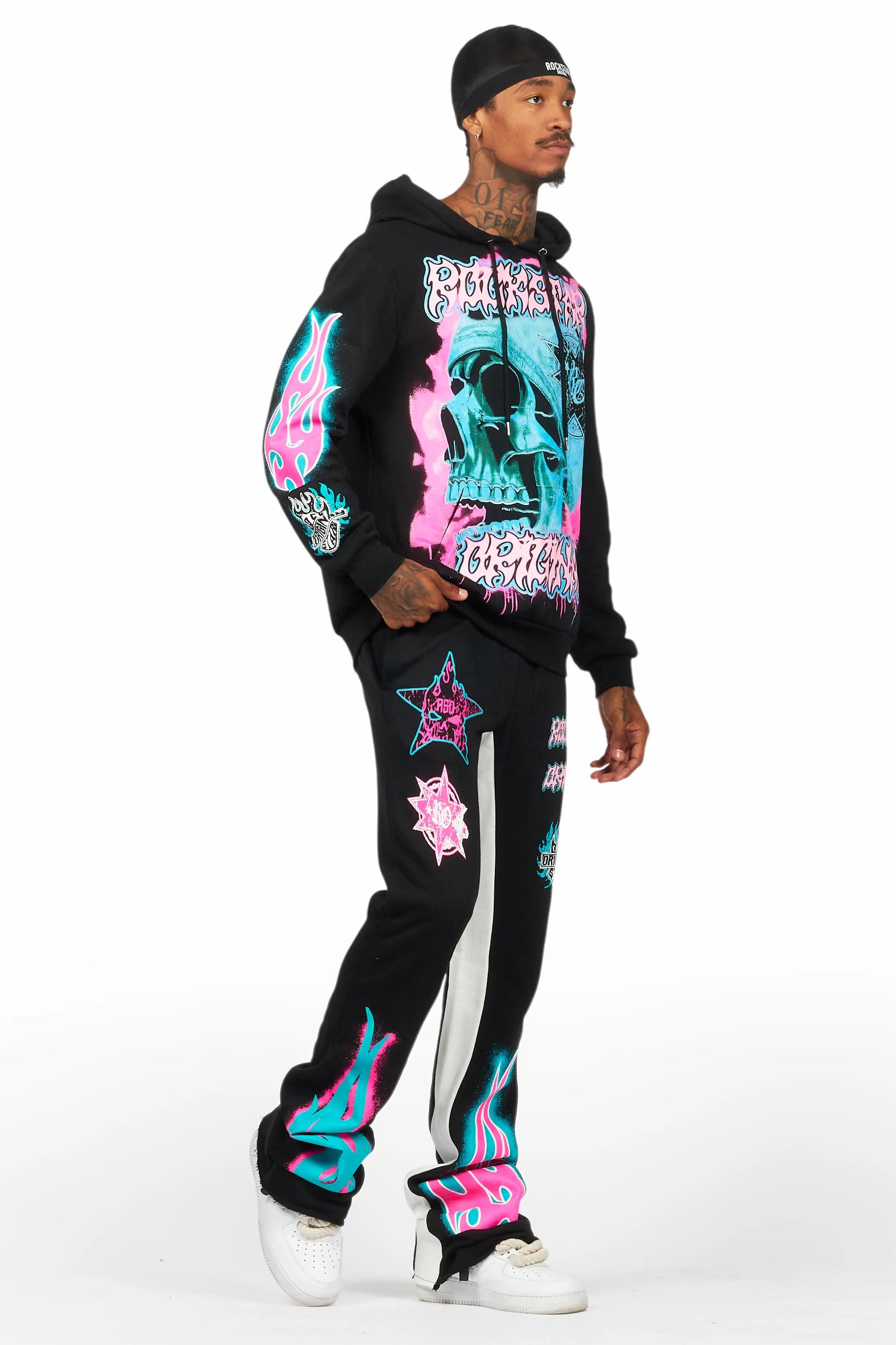 Adkin Black Hoodie/Baggy Track Pant Set Male Product Image