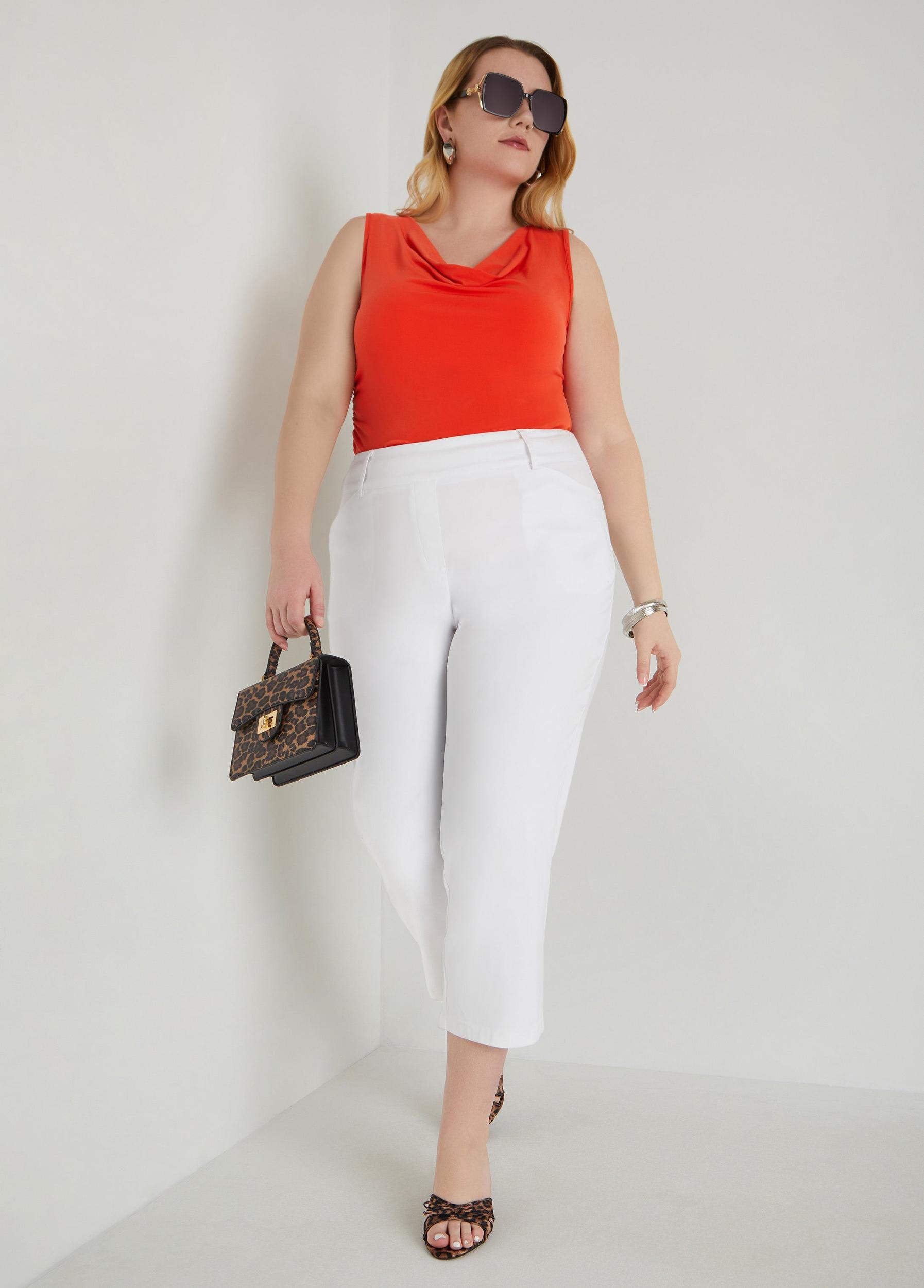 Plus Size Cowl Neck Ruched Knit Top Ashley Stewart Product Image