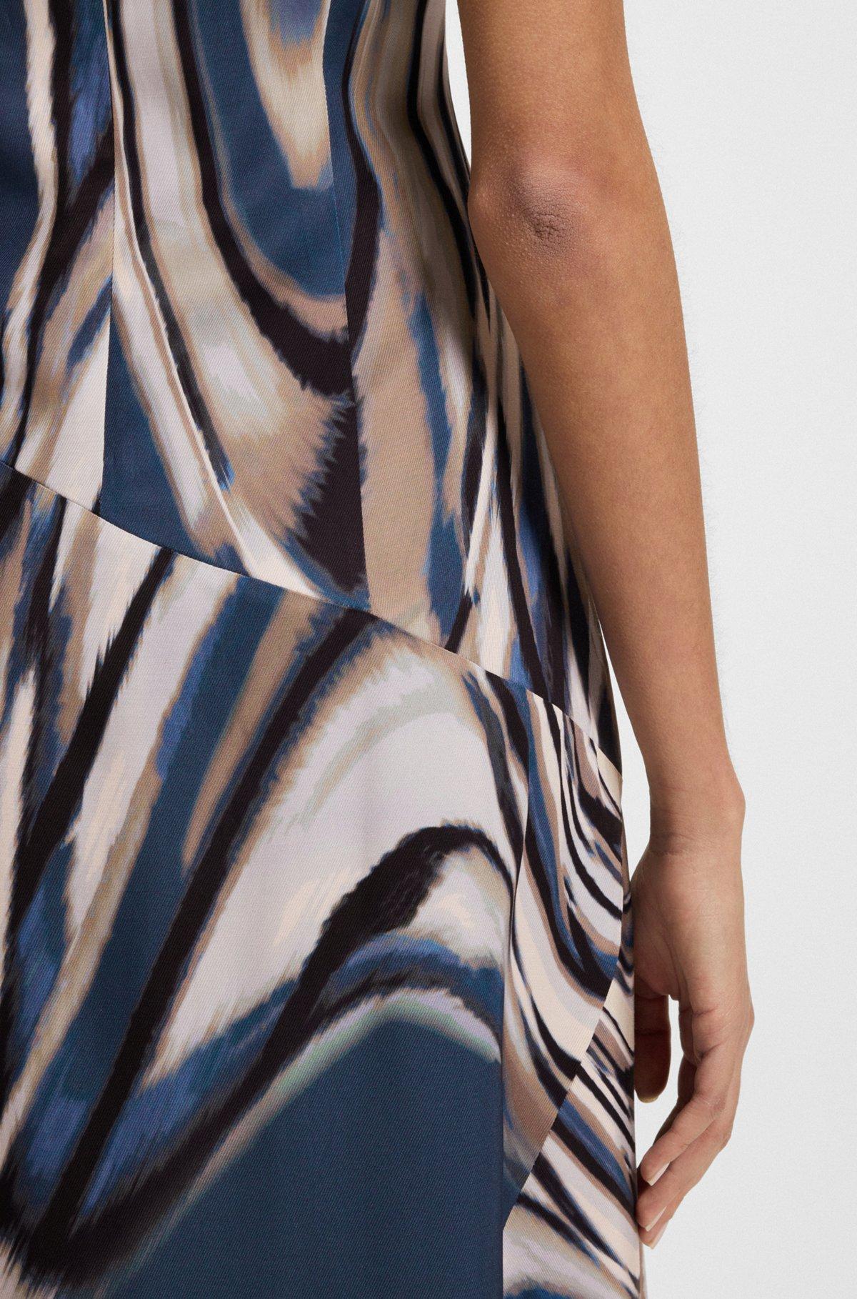 BOSS - Printed-twill dress with asymmetric hemline - Patterned Product Image