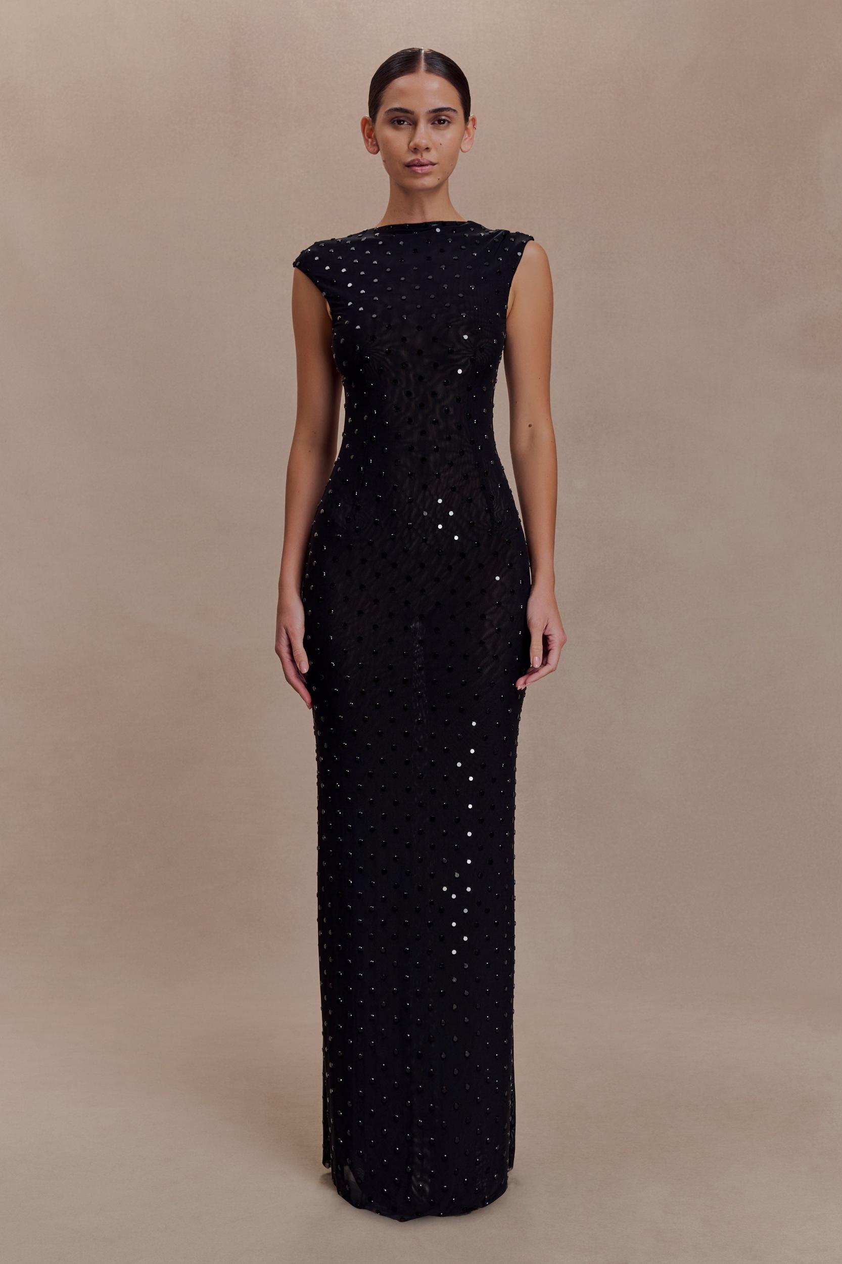 Samara Sleeveless Diamante Maxi Dress - Black Product Image