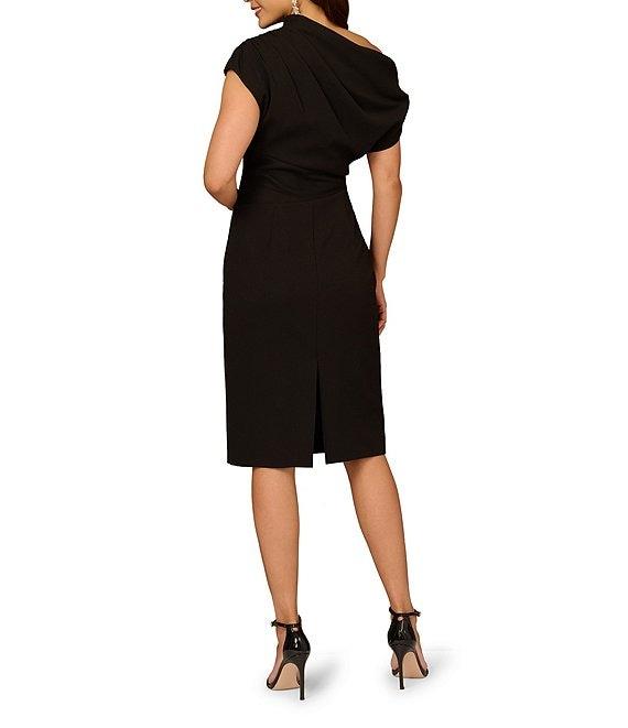 Aidan Mattox One Shoulder Mesh Bodice Insert Sheath Midi Dress Product Image