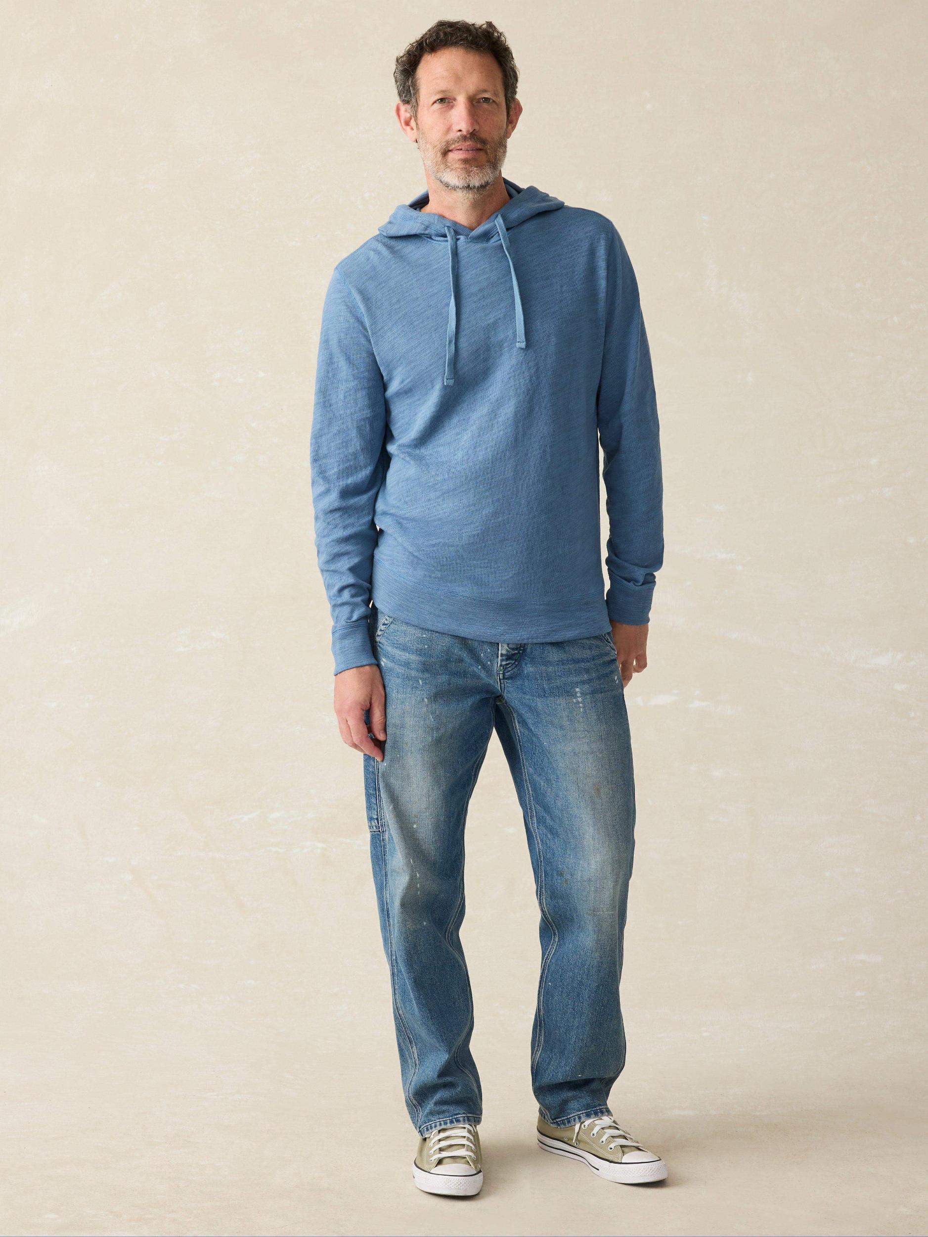 Sunwashed Midweight Organic Hoodie - Aqua Ocean Male Product Image