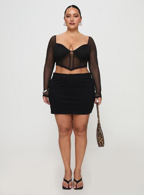 Karley Low Waist Mini Skirt Black Curve Product Image