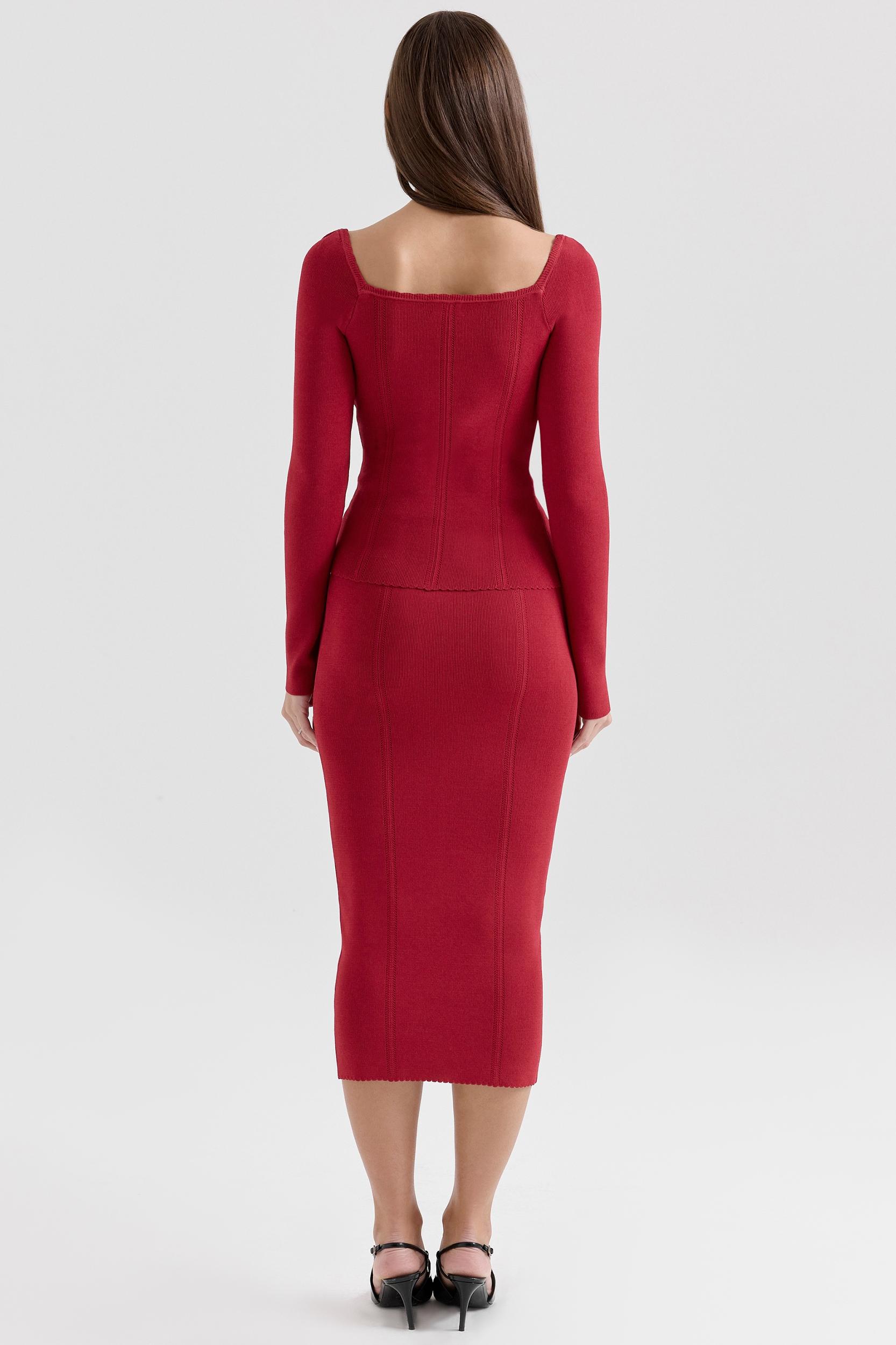 Eliane  red bodycon midi skirt - sale Product Image