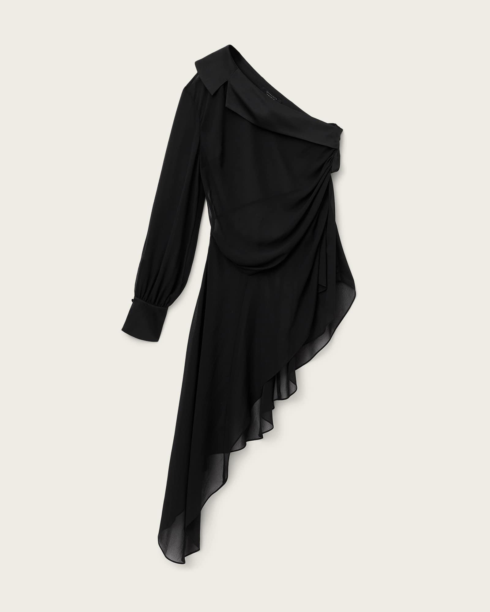 Anaya Asymmetric Sheer Top Black | ALLSAINTS US Product Image