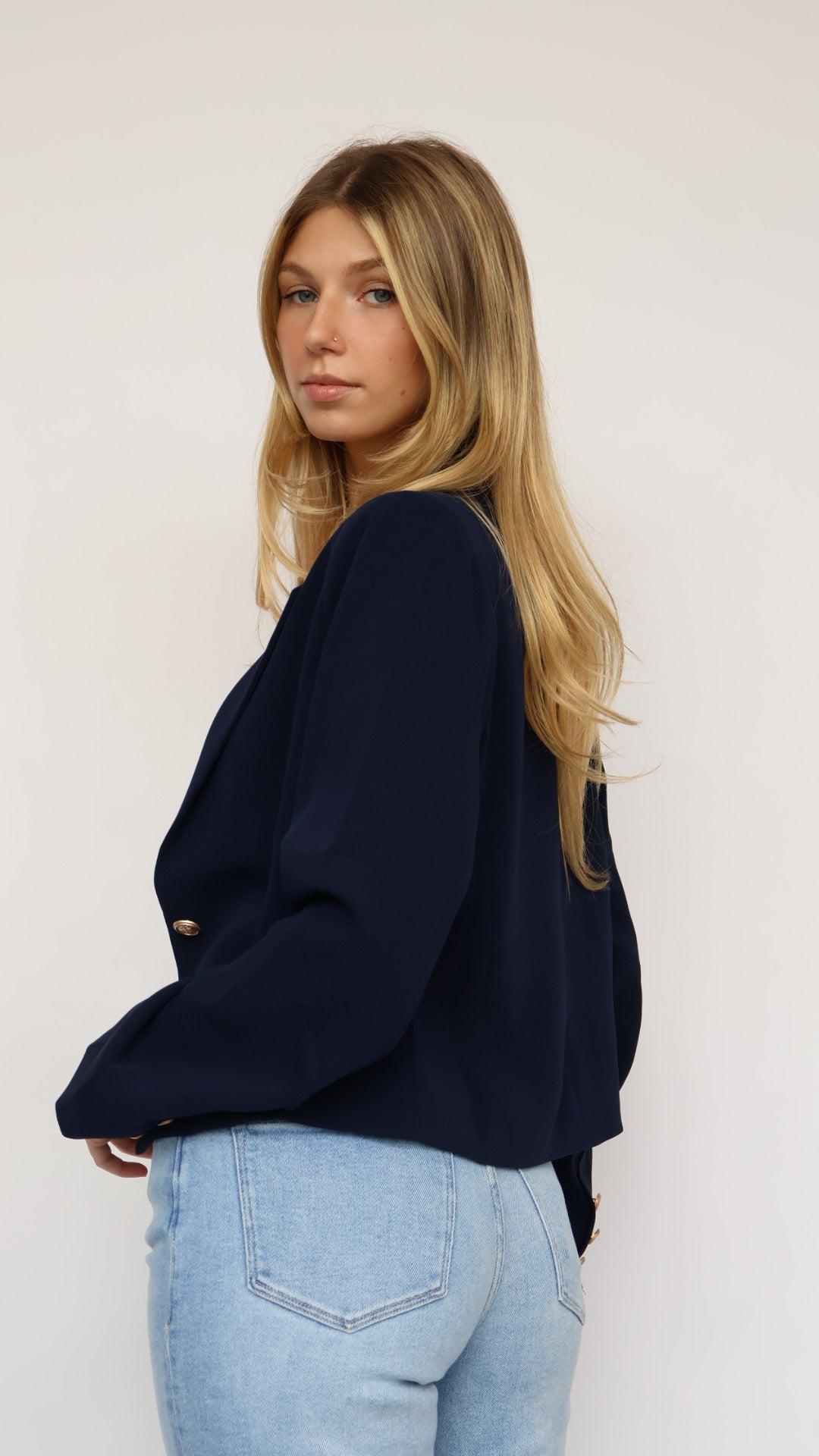 Polished Navy Cropped Blazer Product Image