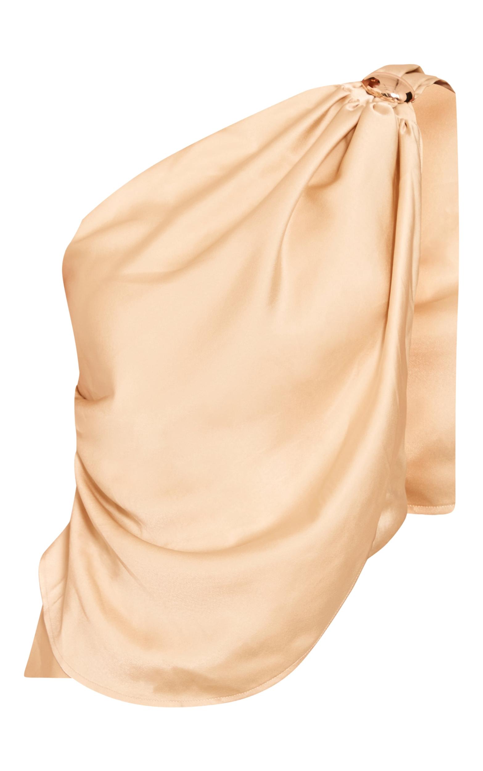 Butter Yellow Satin Drape Trim Detail Top Product Image