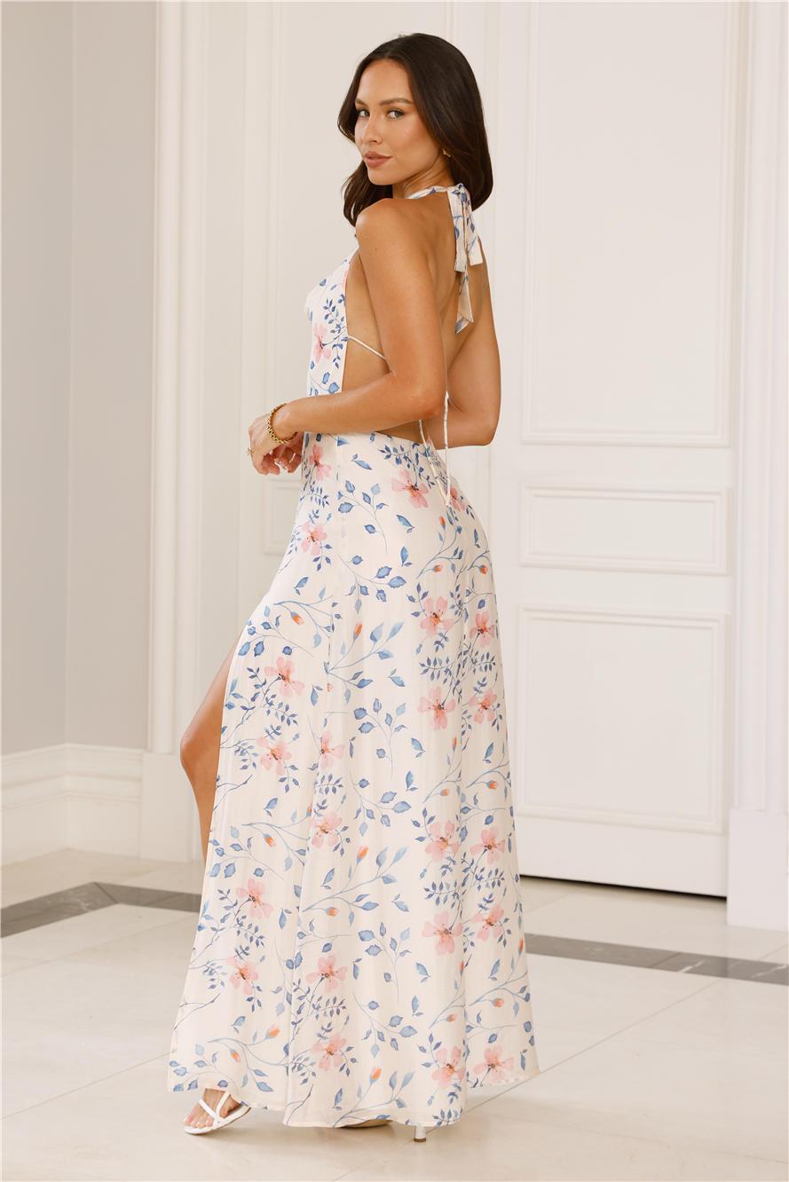 Parade Of Petals Halter Satin Maxi Dress Floral Product Image