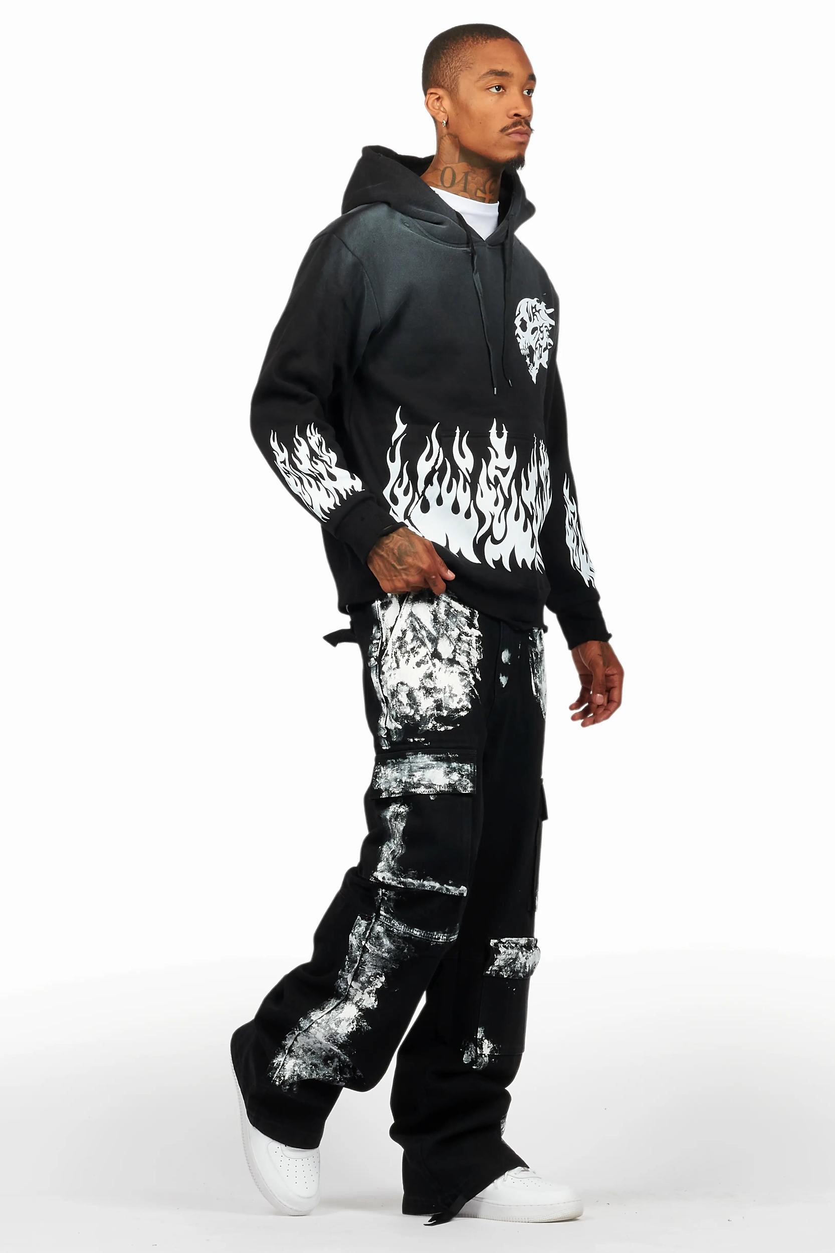 Bubble Black Hoodie & Baha Baggy Fit Jean Bundle Male Product Image