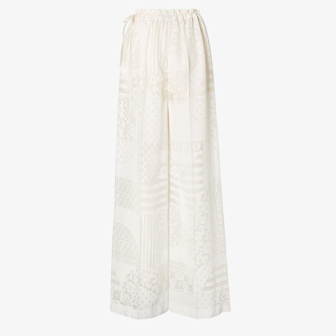 PantsWhite viscose and silk burnout pants Product Image