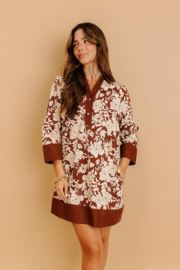 Sweet Harmony Floral Mini Dress in Chocolate Product Image