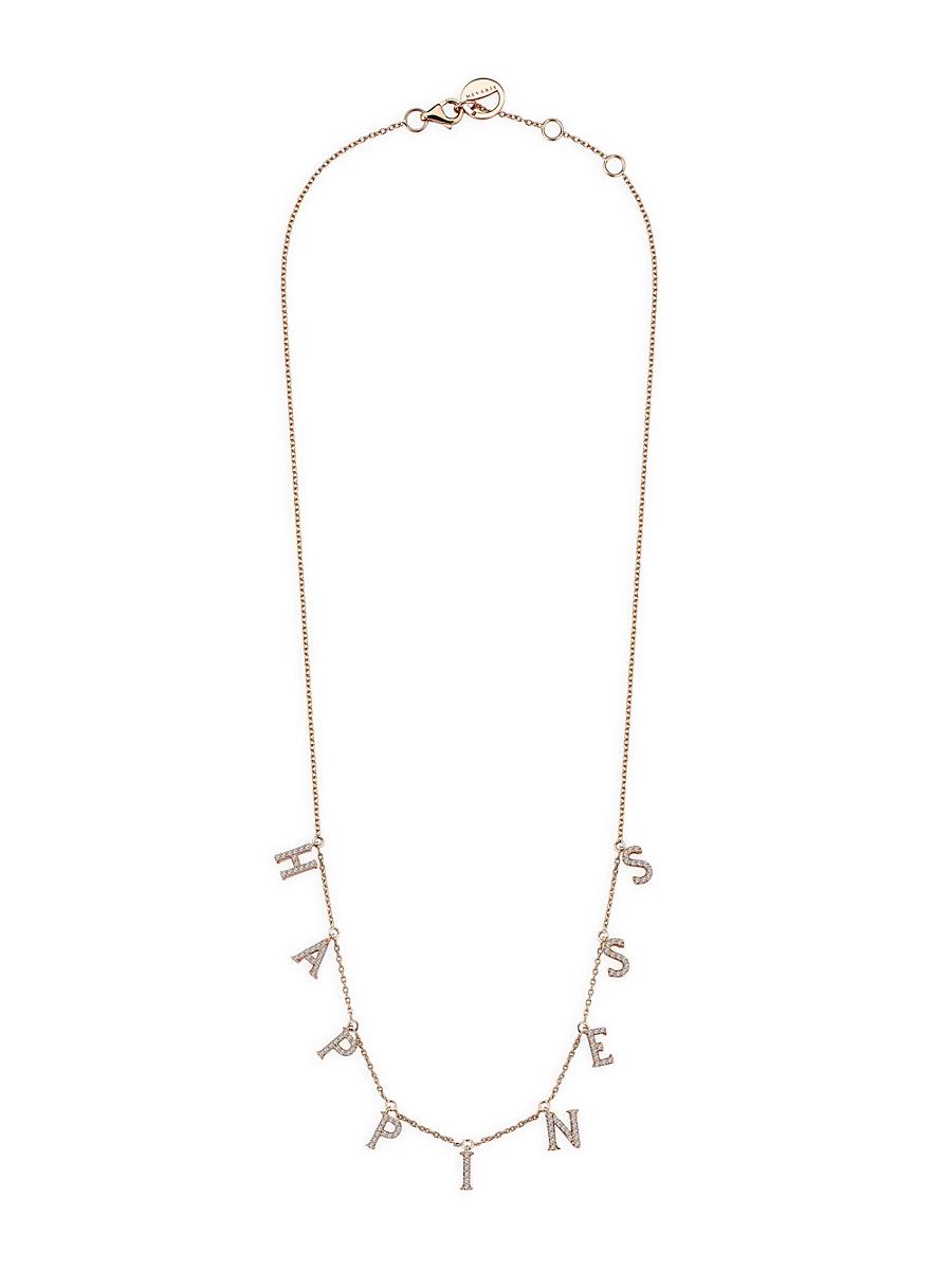 Womens Love Happiness 18K Rose Gold Charm Pendant Necklace Product Image