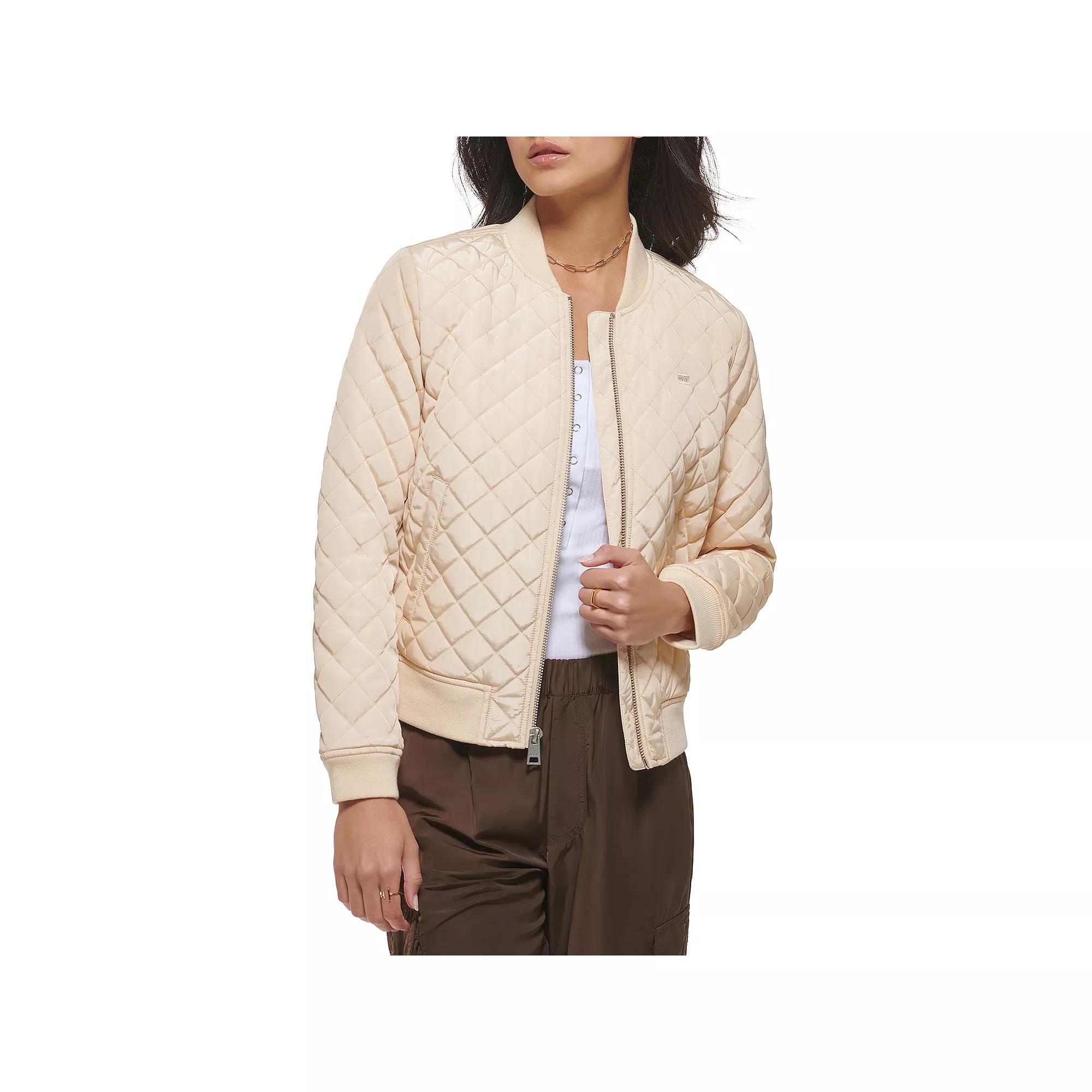 Women's Levi's® Diamond Quilted Bomber Jacket, Size: Large, White Product Image