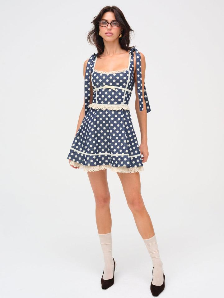 Dolly Dot Mini Dress — Blue Product Image
