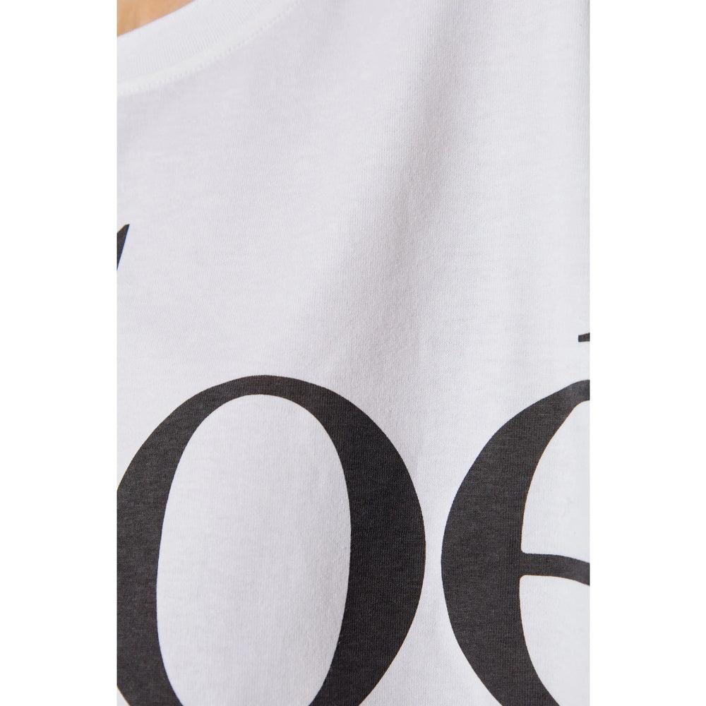 CHLOÉ White Cropped Crewneck T-shirt With Maxi Logo Print On The Front In Cotton Woman In Multicolor Product Image