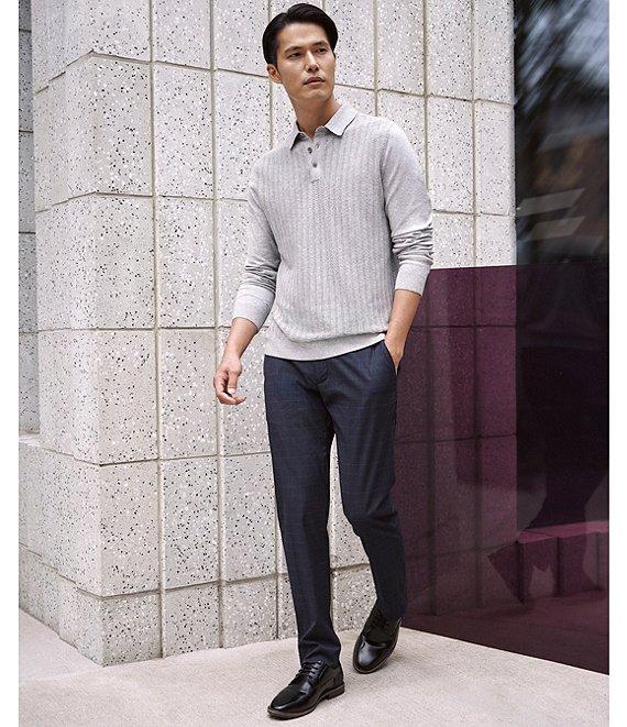 Perry Ellis Slim Stretch Plaid Dress Pants Product Image