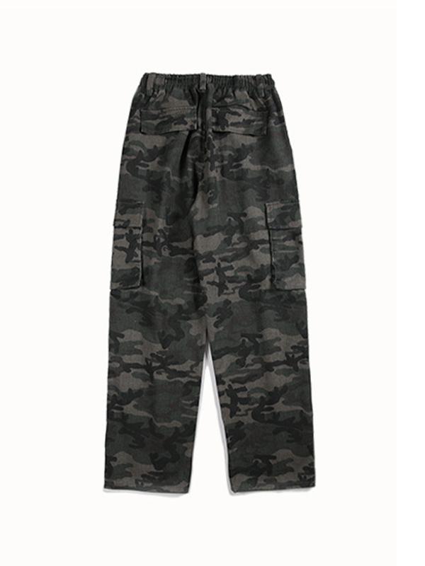 Men's Wash Camo Print Drawstring Cargo Pants Product Image