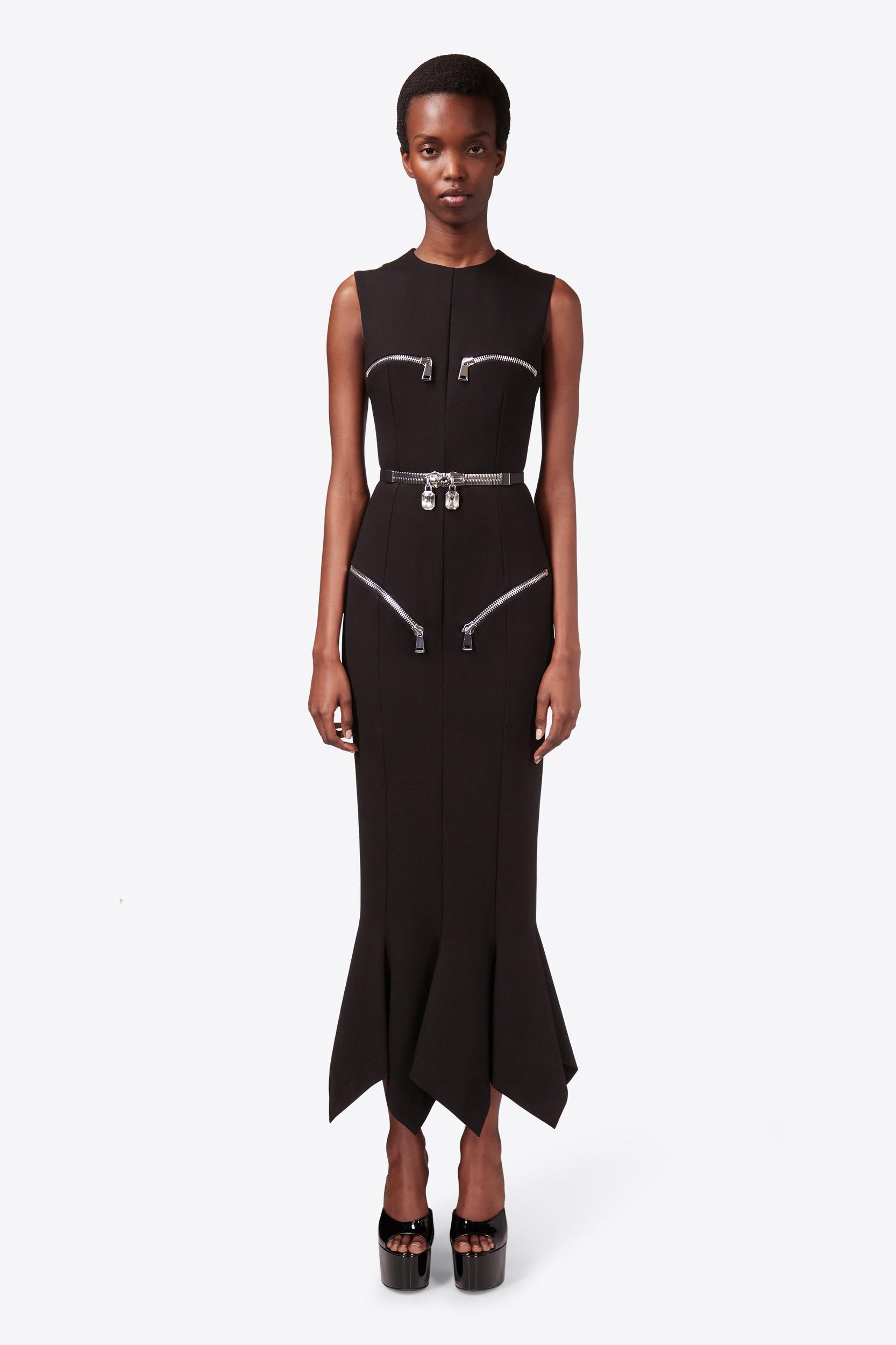 Handkerchief Zipper Midi Dress Product Image