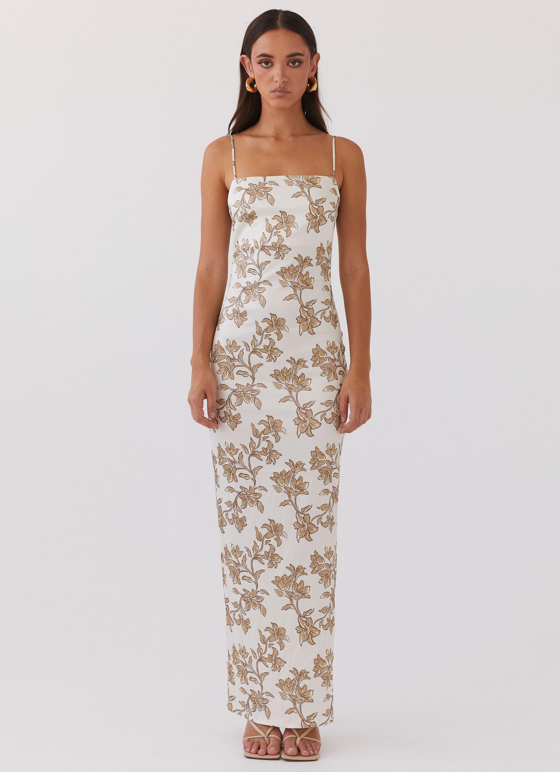 Lara Satin Maxi Dress - Hazel Bloom Product Image