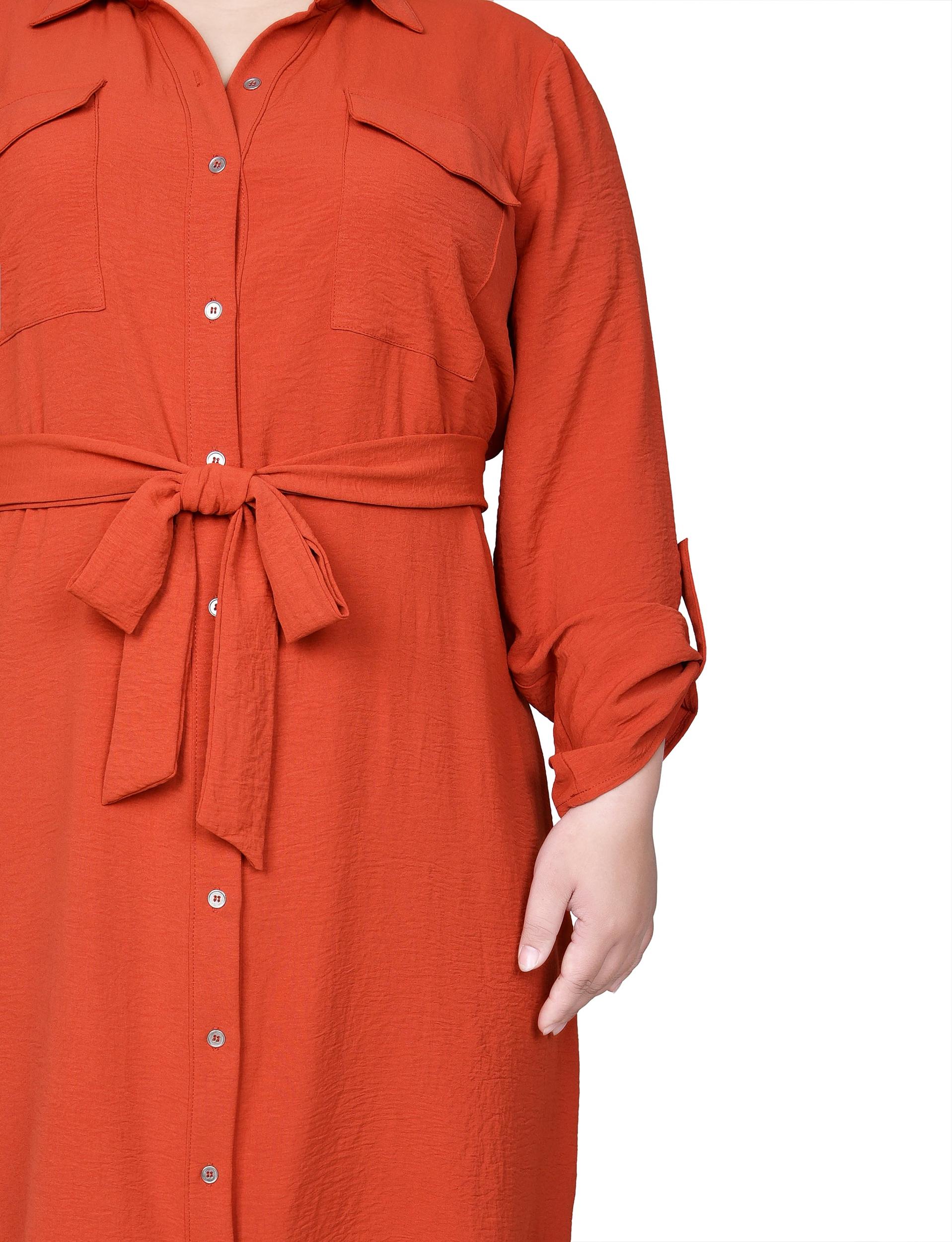 Rooibos Tea Long Roll Tab Sleeve Shirtdress - Plus Product Image