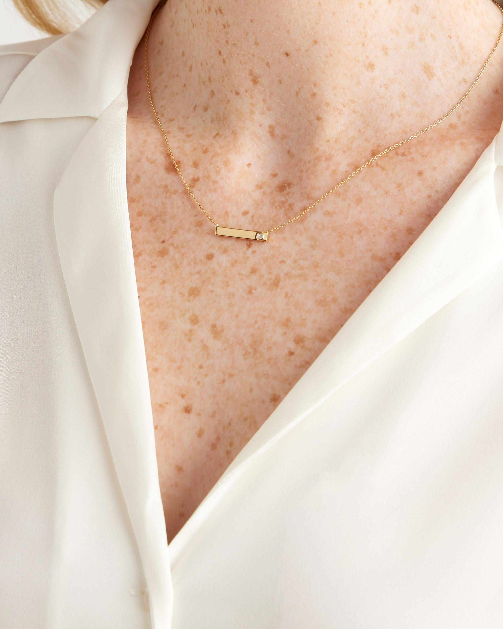 Quince | Women's White Sapphire Bar Necklace Precious Jewelry Product Image