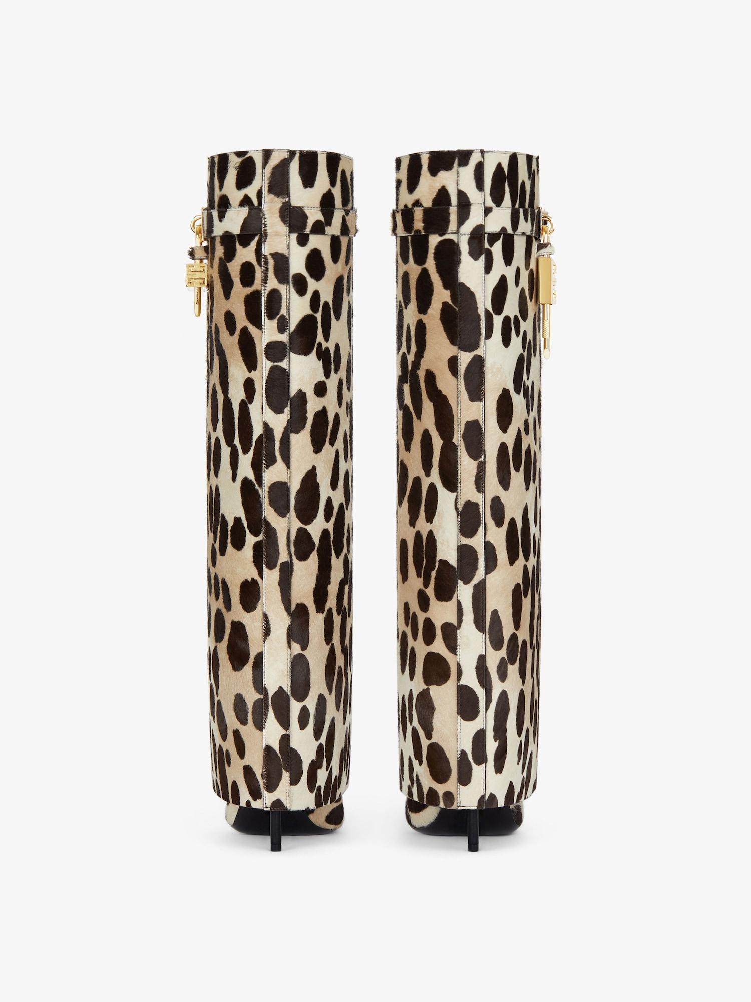 Shark Lock Stiletto boots in pony with leopard print Product Image