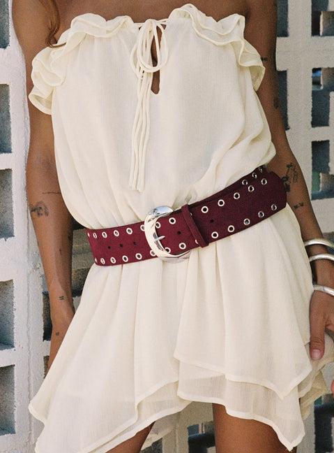 Captain Faux Suede Belt Red / Silver Product Image