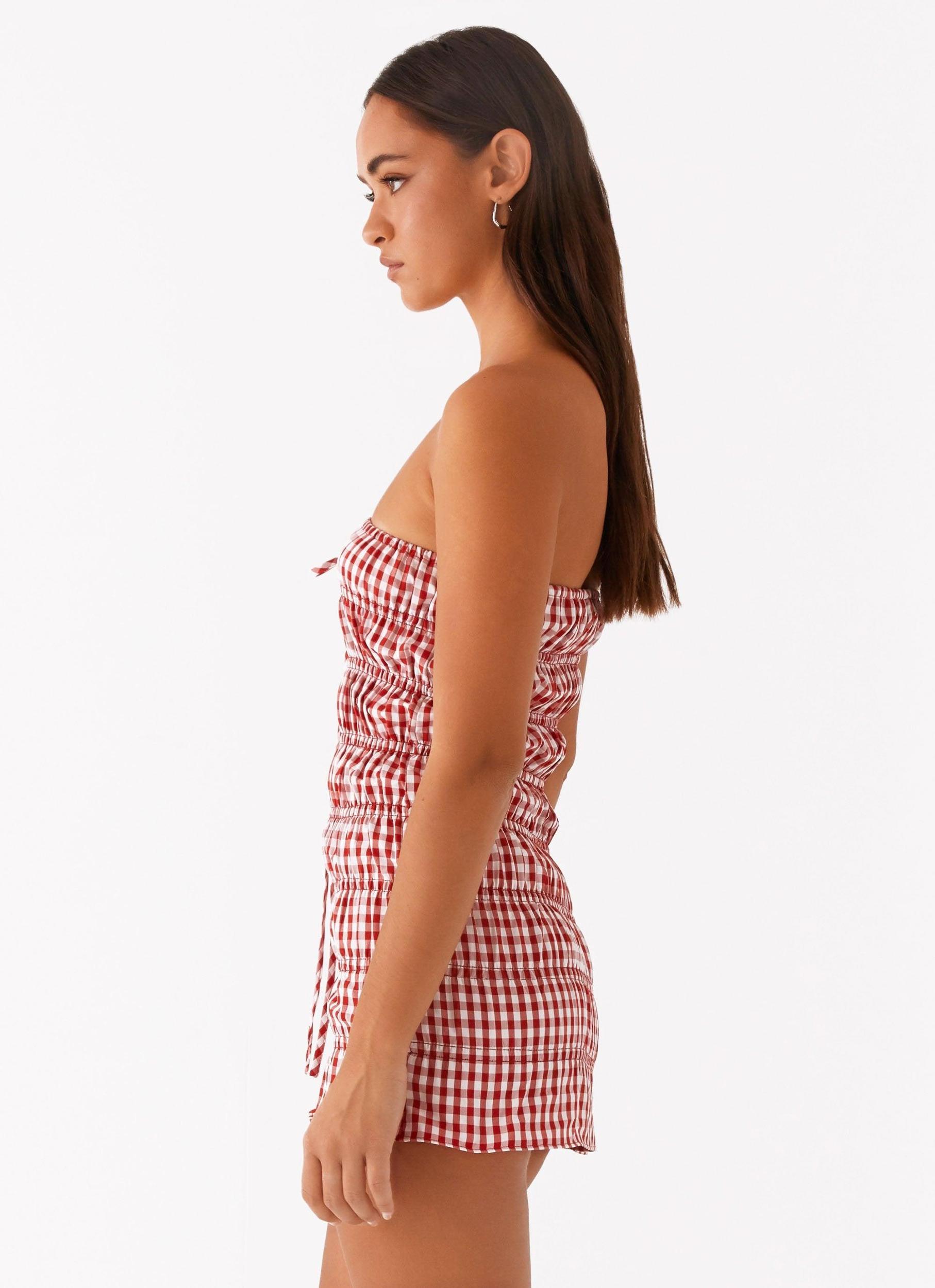 Adele Mini Dress - Red Gingham Product Image