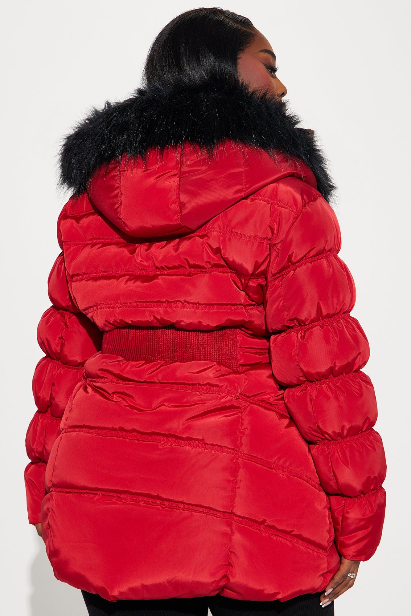 Ice Skating Date Puffer Jacket - Red Product Image